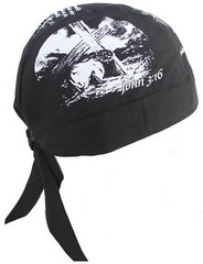 Black Christian Bandana Skull Cap Jesus Christ John 3:16 Doo Rag Chemo Head Wrap