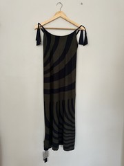 Andres Sarda Black And Khaki Green Long Dress Eu Size Small New With Tags (NWT)