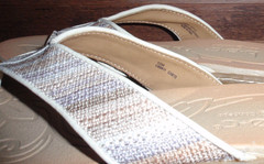 BOC Born Concept Zeva Flip Flop Sandal Women 10M Flat Boho Beige Tan Stripe New