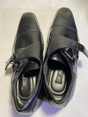 Stacy Adams Desmond Monk Strap Shoes Black Leather Cap Toe Dress Loafers 7M