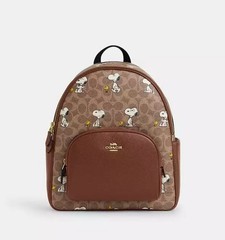 Coach X Peanuts Snoopy Court Backpack Signature Canvas CBM25 Limited Edition New