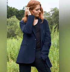 Paskho Black Tech Blazer Womens L Minimalist Travel Stretch Jacket Lightweight
