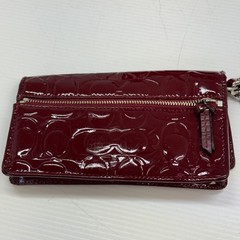 Coach Signature Garnet East West Embossed Patent Leather Carry all # F1772 set