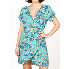 $330 NWT POUPETTE ST BARTH Becky Mini Dress, Blue Kaktus, Small