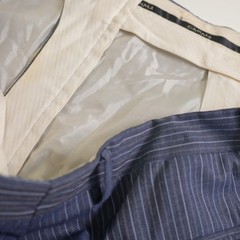 Canali Super 120s Wool Blue Striped 2 Piece Suit 44L 39 / 31 Pleated Cuffed Mid