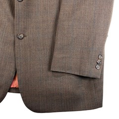 Alan Flusser Sport Coat Blazer Mens 44 L Brown Windowpane 100% Worsted Wool