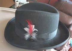 Men Bruno Capelo Formal Fedora GODFATHER Australian Wool Homburg Navy Blue 2XL