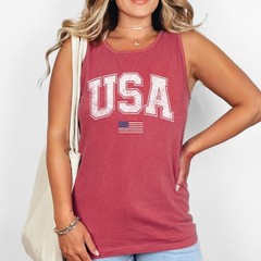 Vintage USA Flag, Fourth of July, America, Patriotic, USA Comfort Colors TankTop