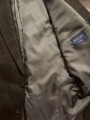 Brooks Brothers 346 Mens Blazer 44L | Dark Grey Plaid Accent | 100% Lambswool