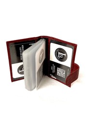 CREDIT CARD PICTURE HOLDER 40 PAGES WITH SNAP NEW WINE GENUINE LEATHER