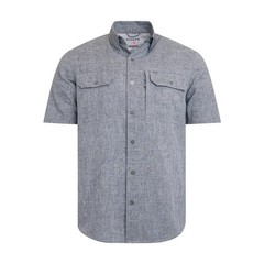 Chaps Men’s Tech Chambray Short Sleeve Button Up Shirt Charcoal XL