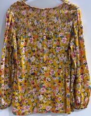 Monsoon Ditsy Floral Top Mustard Yellow Multi Size M UK 12/14 NWT