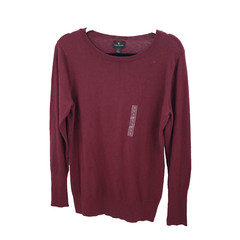 Worthing Large Burgundy Red Sweater Womens Cotton Blend Pullover Round Neck