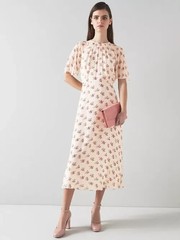 L.K.BENNETT ELOWEN PINK PRINT DRESS SIZE 12