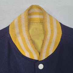 Vintage 60s Varsity Letterman Navy Blue Yellow Wool Leather Howe Jacket Small