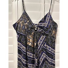 Ronni Nicole Sz 8 Blue Boho Paisley Print Sleeveless Maxi Dress Spaghetti Straps