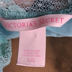 Victoria’s Secret Blue Lace Trim V-Neck Sleeveless Chemise Gown L/G