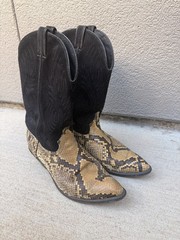 Vintage Code West by Dan Post Snakeskin Cowboy Boots Men Sz 9M Made USA 🔥🔥