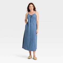 Women Chambray Maxi Sundress – Universal Thread Blue M