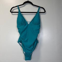 Cupshe Teal Ruched V-Neck One Piece Swimsuit Adjustable Straps NWT Large