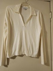 Free Assembly Women’s Ivory Solid Knit Collared Long Sleeve Pullover Size XXL