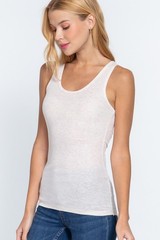 Round Neck Racerback Ribbed Tank Top Soft Stretch Thin Cotton Fitted Sleeveless