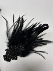 Black Sequin Fringe Midi Dress with Art Deco Beading and headpiece party costume