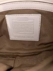 Coach Signature Logo White/Brown Shoulder Bag Buckle, Silver Hardware, Pockets