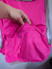 Lightweight Pocketed European Athletic Jacket Large Reflective Pink Waterproof