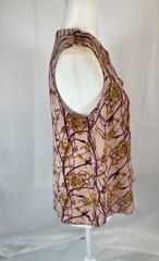 REWIND Floral Leaf Pink Mauve Tank Top Blouse Woman’s L V Neck Business Casual