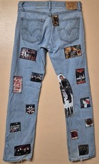 Levis 505 Jeans Blue Denim Straight Duran Duran Customised W32 L34
