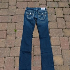 Women’s True Religion Becky Super T 27 Skinny Boot Cut Embroidered Jeans dark