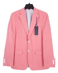 Tommy Hilfiger Mens Modern Fit Linen 2 Piece Suit 42R 34×30 Light Red Solid NWT