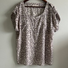 LOFT XL Leopard Print Blouse Soft Neutral Button Top