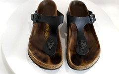 Birkenstock Gizeh Sandals Womens EU 37 Narrow Black Thong Comfort Sandals
