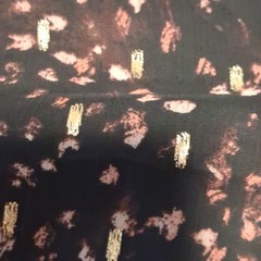 CeCe Women’s Black Floral Smocked Puff 3/4 Sleeve Round Neck Blouse XL