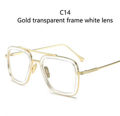 Retro Iron Man Sunglasses Tony Stark Glasses Square Metal Frame for Men Women