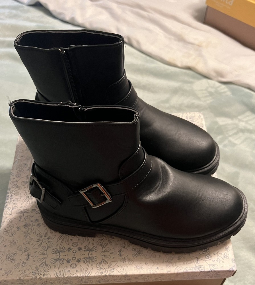 Mudd Burbank Women’s Boots Biker Black Ankle Biker Mid-Calf Bootie Size 7.5