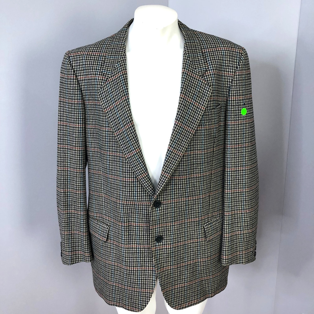 Ermenegildo Zegna Tessuto Houndstooth 44 Wool Sport Coat Beige Black PLS READ