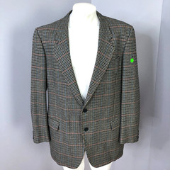 Ermenegildo Zegna Tessuto Houndstooth 44 Wool Sport Coat Beige Black PLS READ