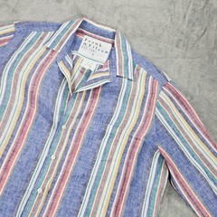 Frank & Eileen Shirt Womens Small Eileen Linen Multicolor Stripe Button Up