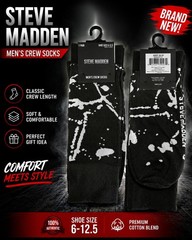 Steve Madden Men’s Solid Crew Socks Black Size 6-12.5 Comfortable 1 Pair-Splat