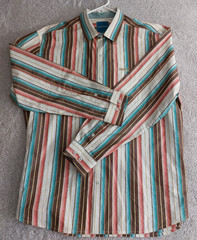 Tommy Bahama Mens XL Silk Blend Striped Long Sleeve Button Front Shirt Pocket
