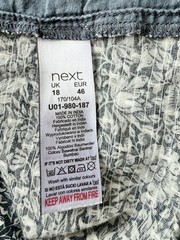 Next Morris &Co Navy Mallow Forest Print Half Sleeve Textured Top Blouse Size 18