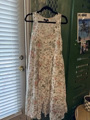 FRYE Ivory Floral Maxi Dress Pockets Lined Round Neck Sleeveless L