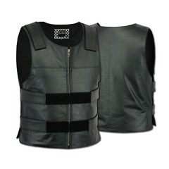 Men Bullet Proof style Leather Motorcycle Vest for bikers Tactical waistcoat
