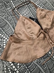 Forever 21 Sweetheart Spaghetti Straps Crop Top Blouse Copper Size Large