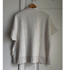 Varley Ritchie Short Sleeve Sweat in Ivory Marl, Size X-Large