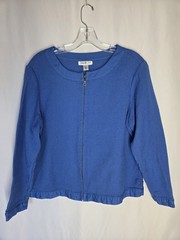 Coldwater Creek Women’s Petite P XL Zipper Front Top Blue Long Sleeve