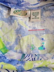 NWT Collections ETC Butterfly Floral Blue & Green 3/4 Sleeve Top Size-M